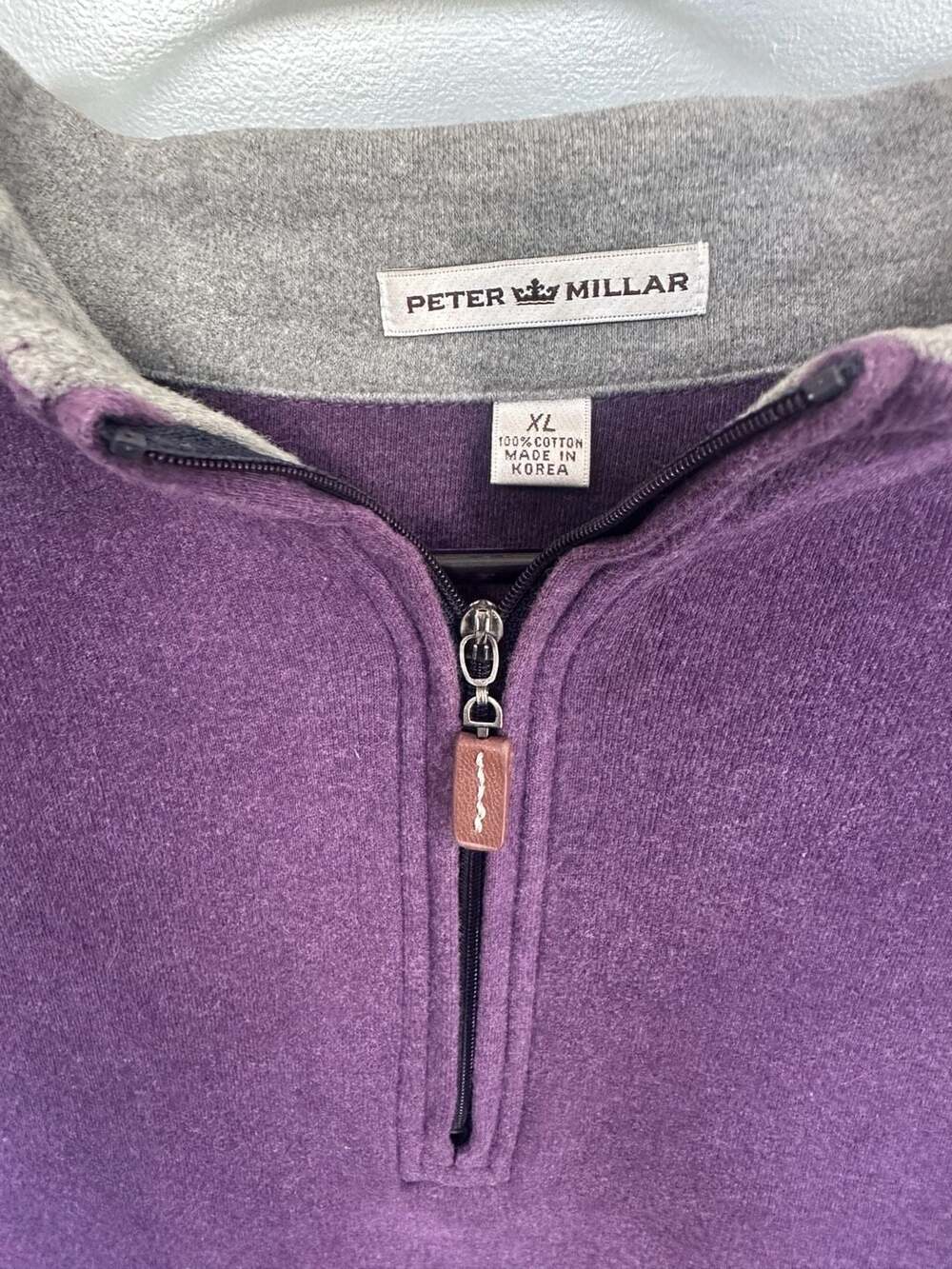 Peter Millar 1/4 Zip Pullover Sweatshirt Size XL Purple 100% Cotton